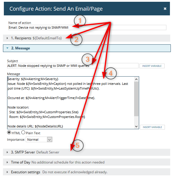 Configure Action Send An Email Page